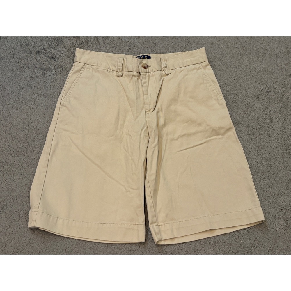 Polo Ralph Lauren Boys Khaki Chino Shorts Tan Cotton Twill Size 14